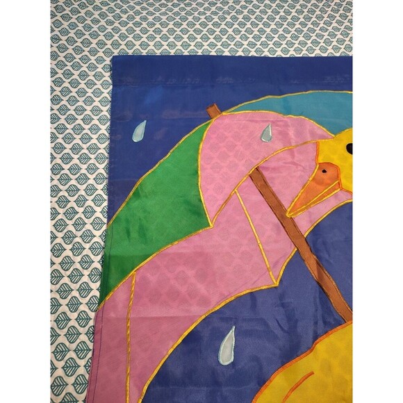 Spring Rain Duck Rain Boots Garden House Banner Flag 27.5" x 43" Umbrella - Picture 3 of 10